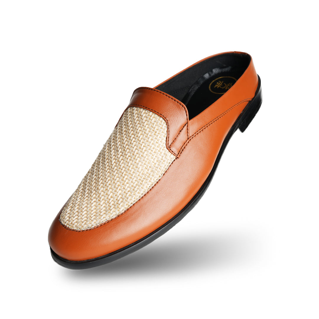 Monkstory Half Mule Shoes, a minimalist men's loafer with jute detailing.