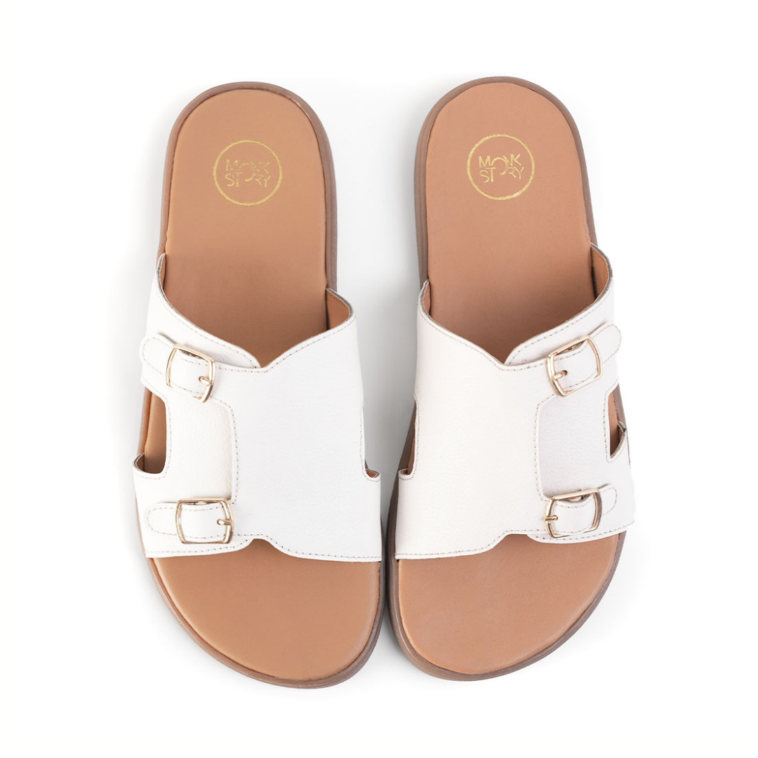 T-Rad Classic Double Monk Strap Sandals - White