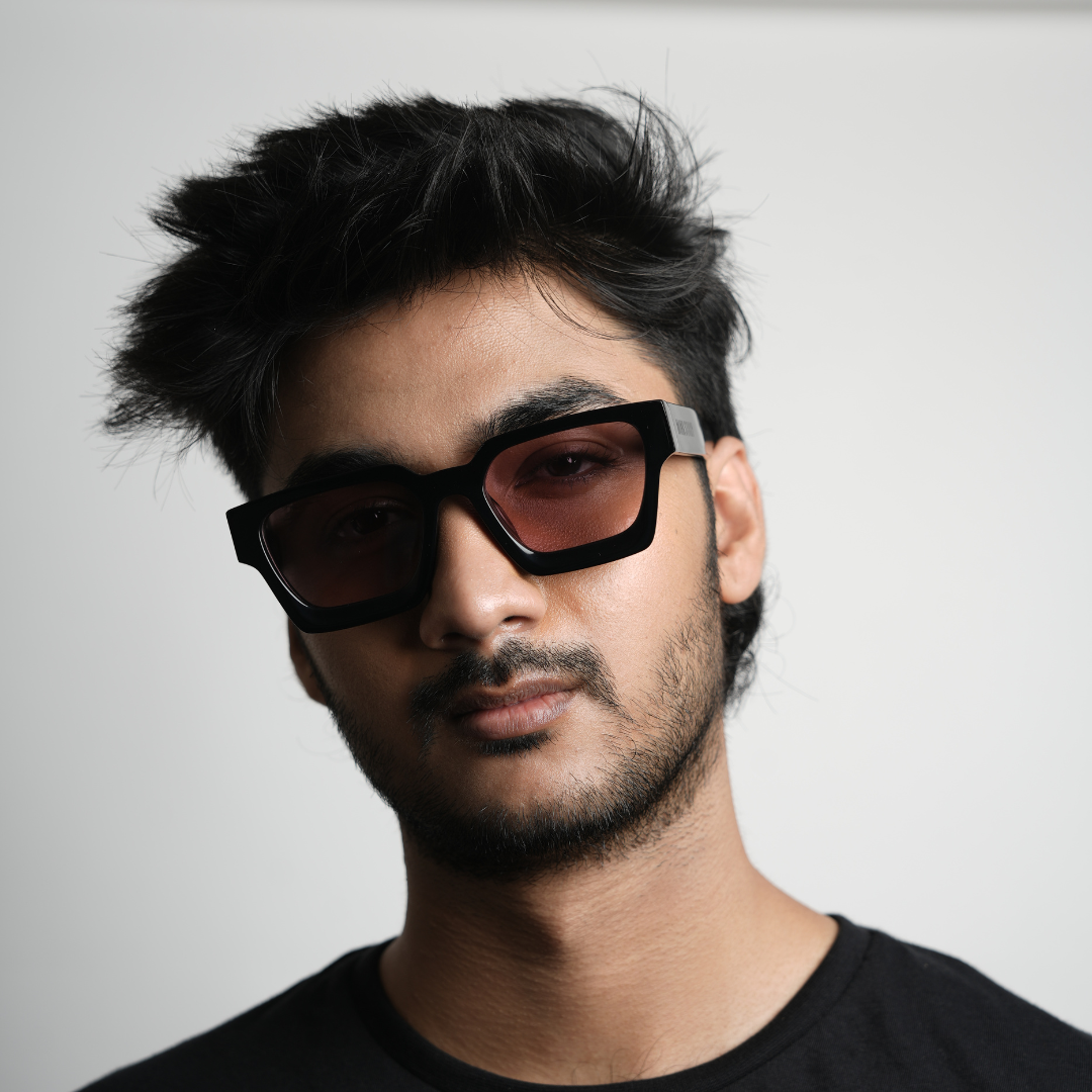MonkStory Runway Acetate Unisex Sunglasses - Black With Purple Lens