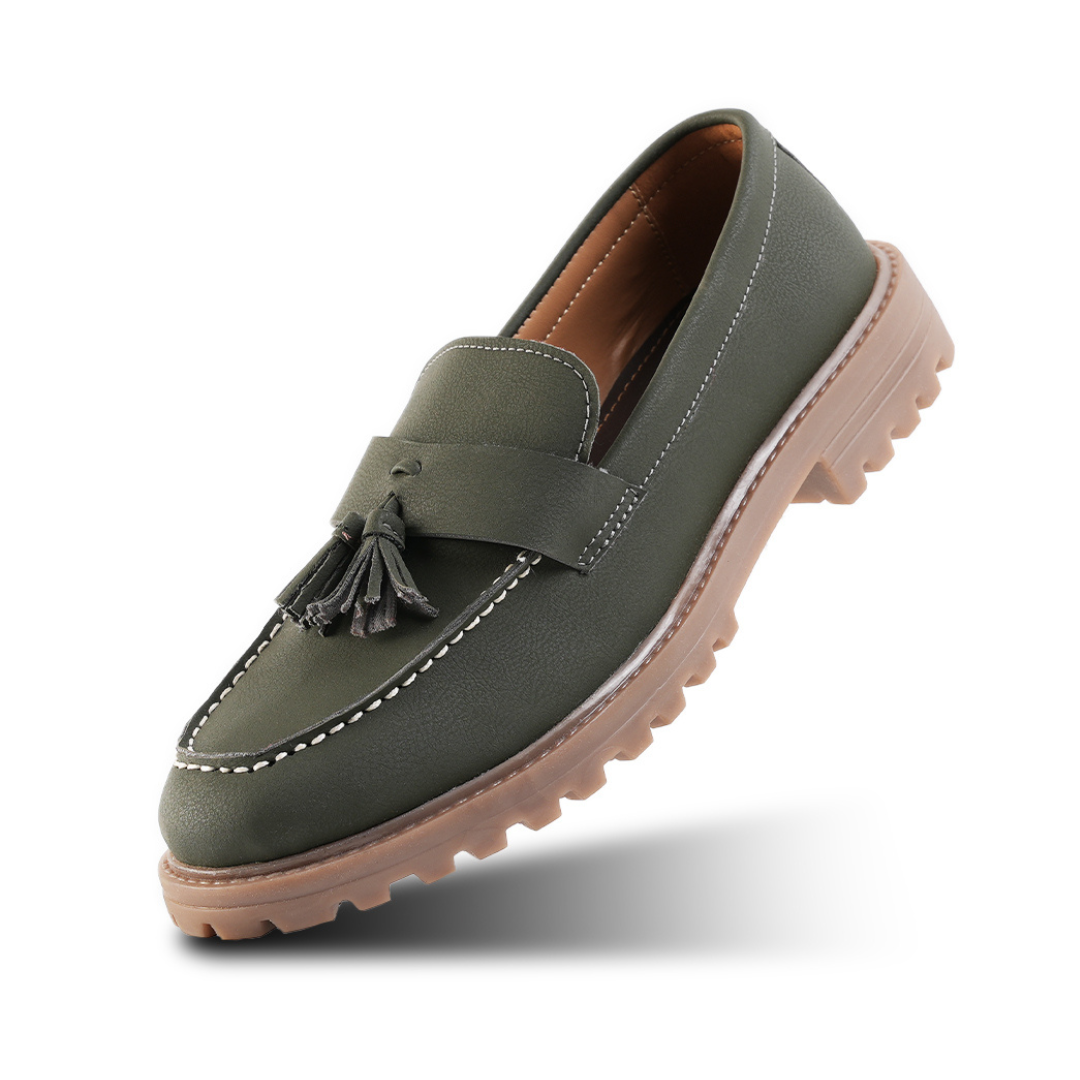 Monkstory Cosmopolitan Urban Tassel Loafers - Olive