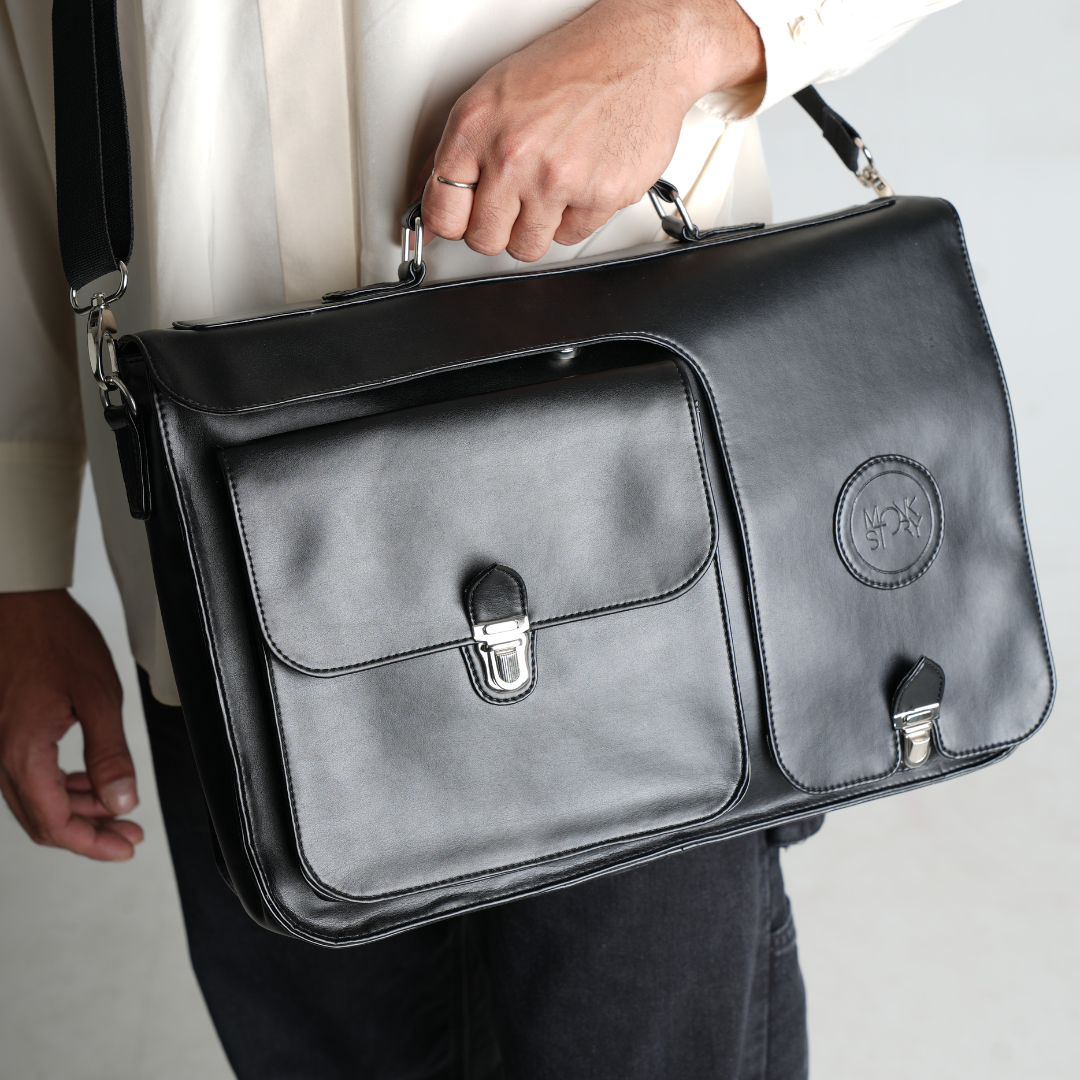 Monkstory Modern Messenger Bag - Royal Black