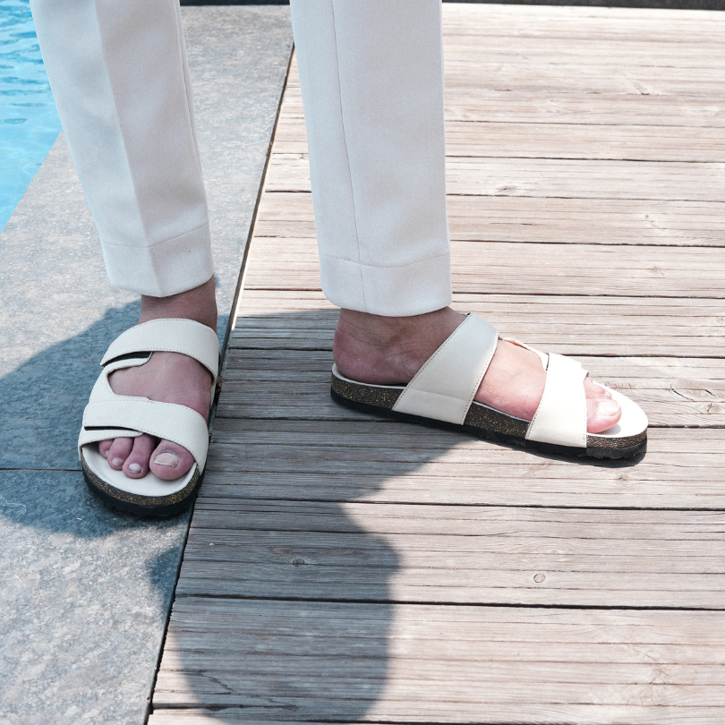 Monkstory Cork Dual-Straps Sandals - Cream