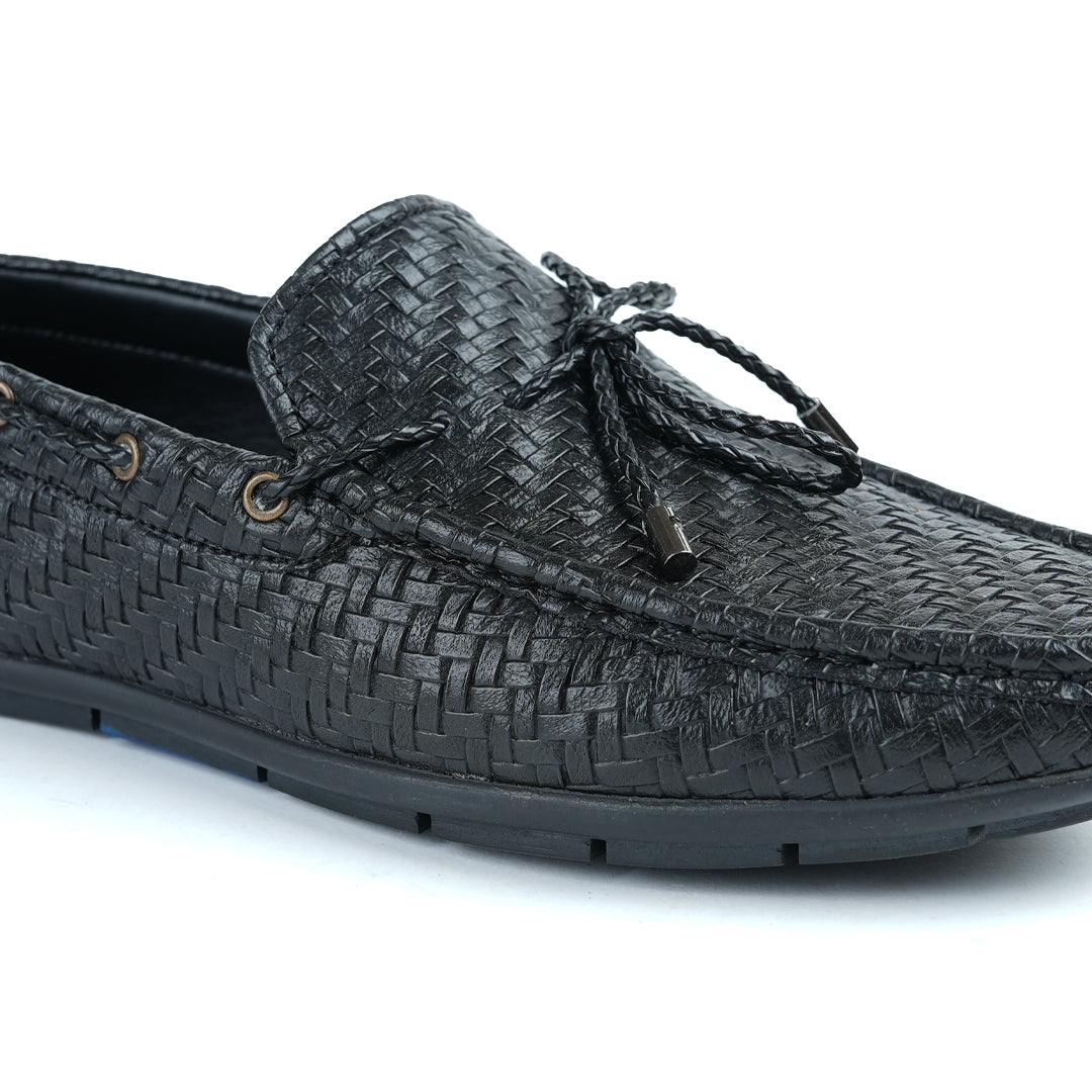 Monkstory Patterned Square Driving Shoes - Black