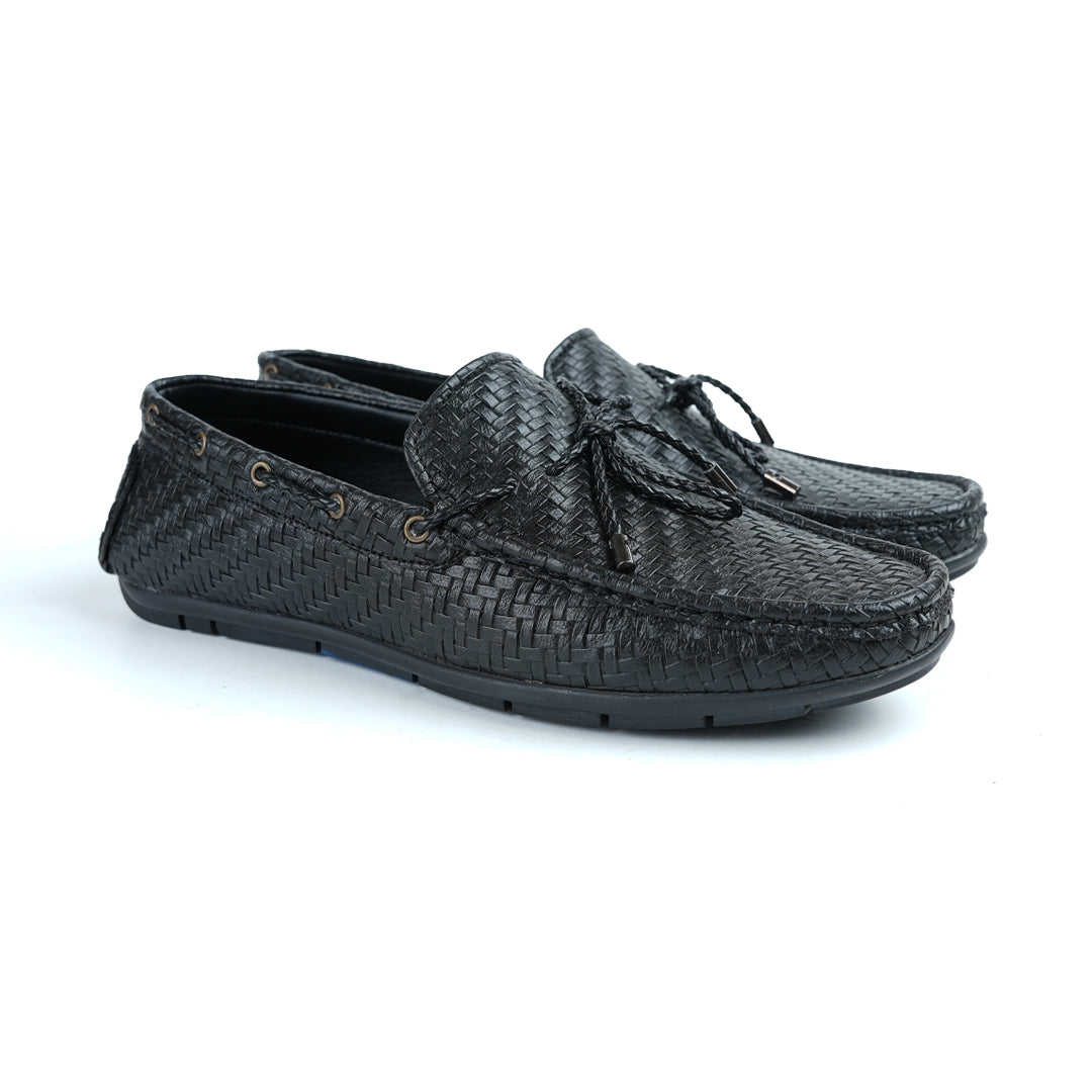 Monkstory Patterned Square Driving Shoes - Black