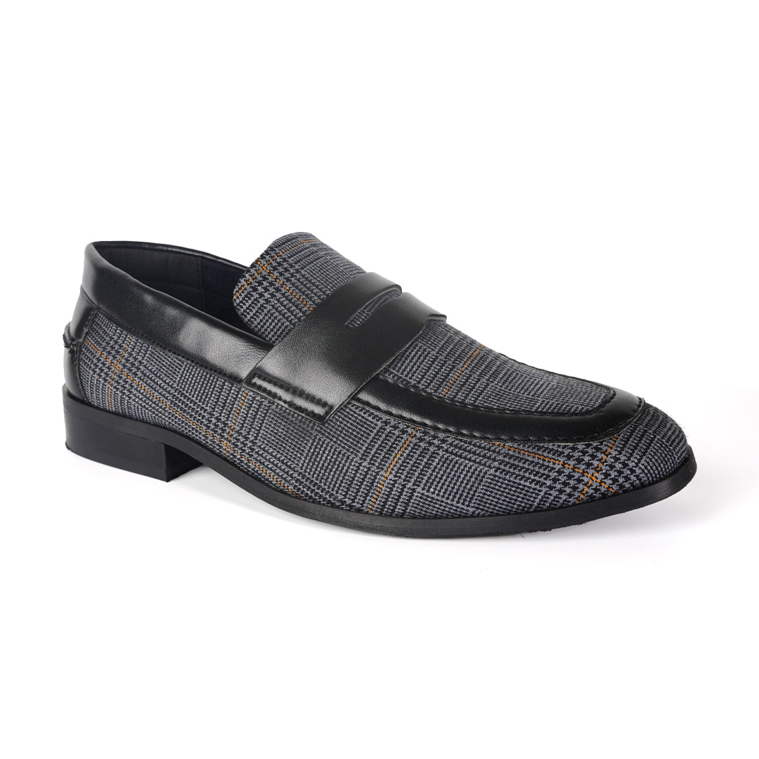 Raro Plaid Fabric Slip-Ons - Black