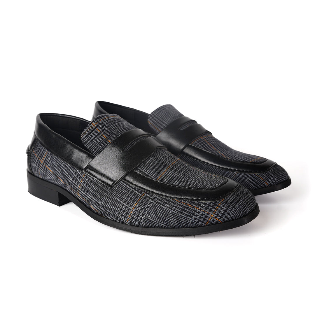 Raro Plaid Fabric Slip-Ons - Black