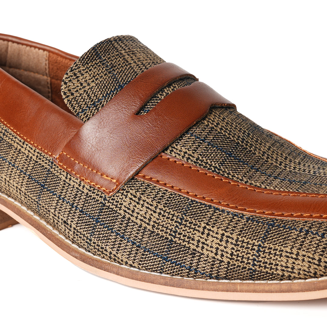 Raro Plaid Fabric Slip-Ons - Brown