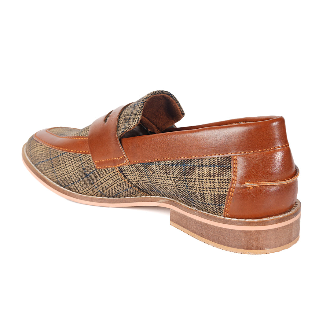 Raro Plaid Fabric Slip-Ons - Brown