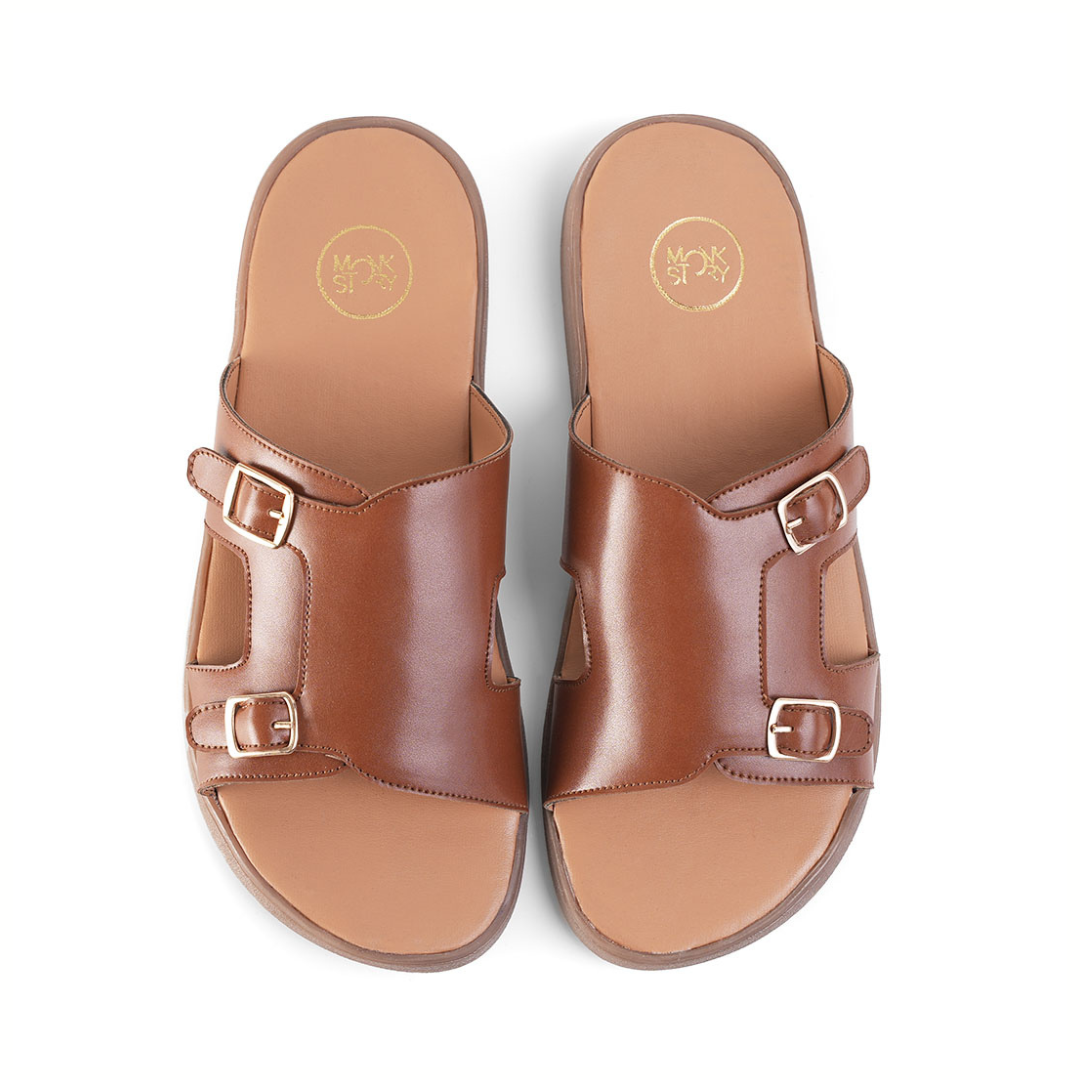 T-Rad Classic Double Monk Strap Sandals - Tan