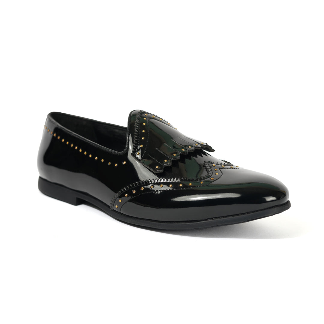 Monkstory Multi-Studded Slip Ons -  Patent Black