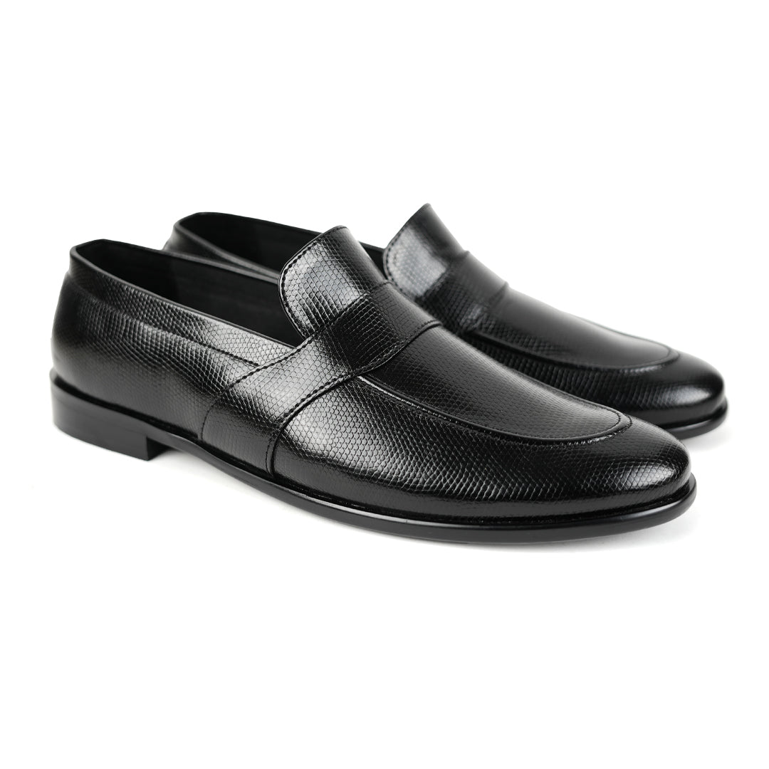Monkstory Grain Pattern Formal Shoes - Black