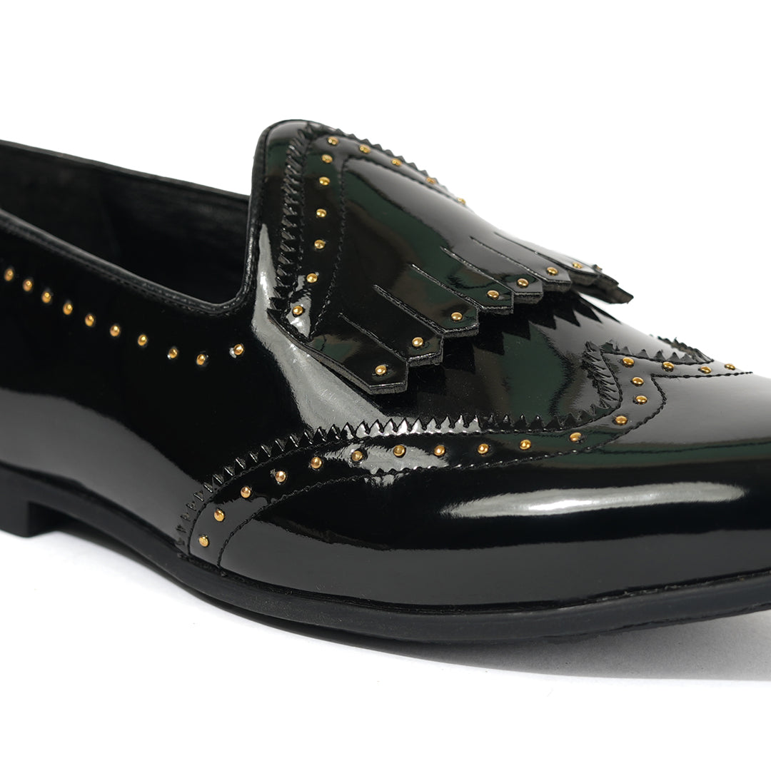 Monkstory Multi-Studded Slip Ons -  Patent Black