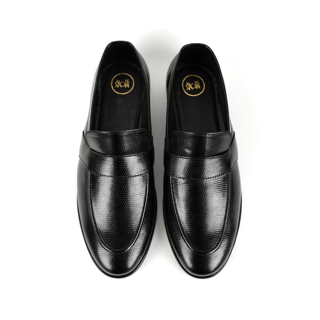 Monkstory Grain Pattern Formal Shoes - Black