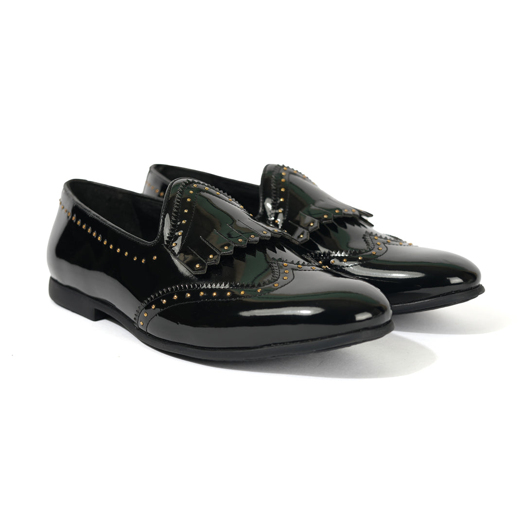 Monkstory Multi-Studded Slip Ons -  Patent Black