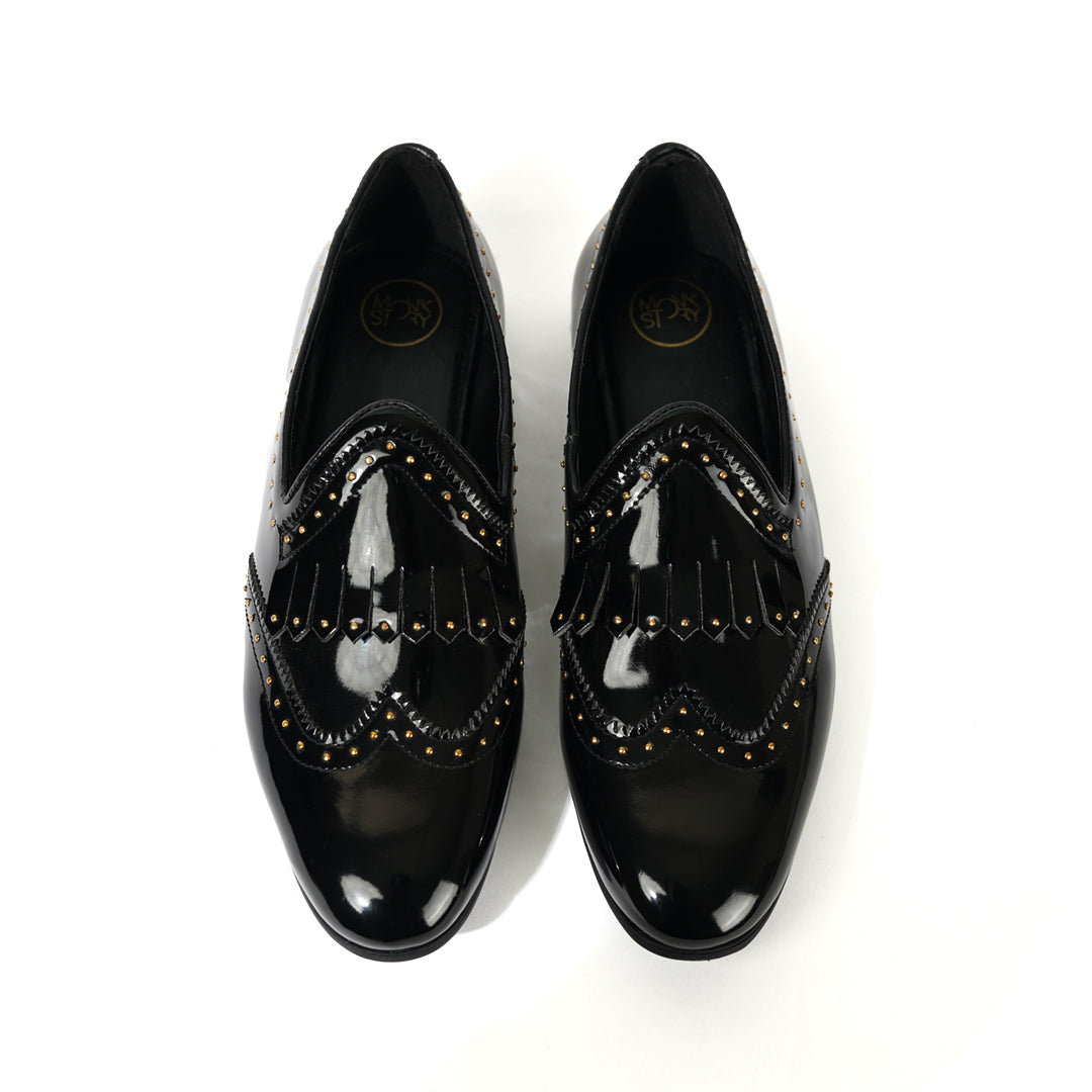 Monkstory Multi-Studded Slip Ons -  Patent Black