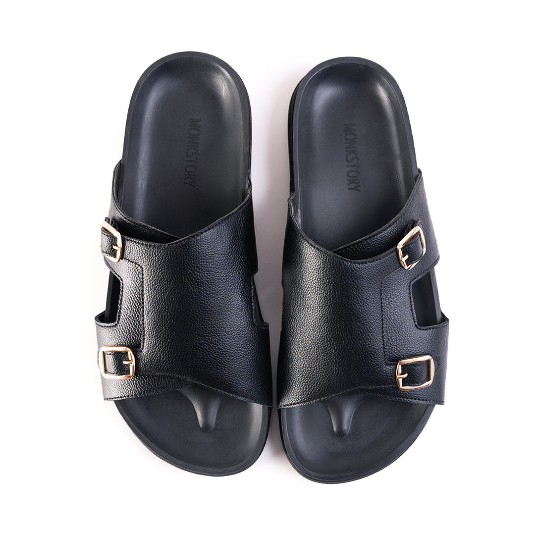Monkstory Double Monk Footbed Sandals - Black
