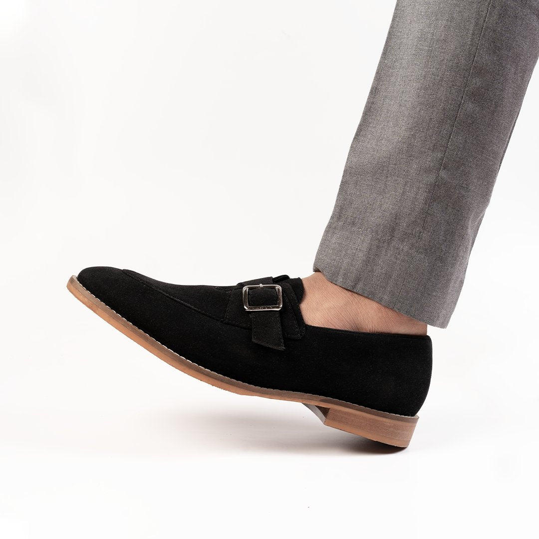 Monkstory Rustic Buckle Slip-Ons - Black