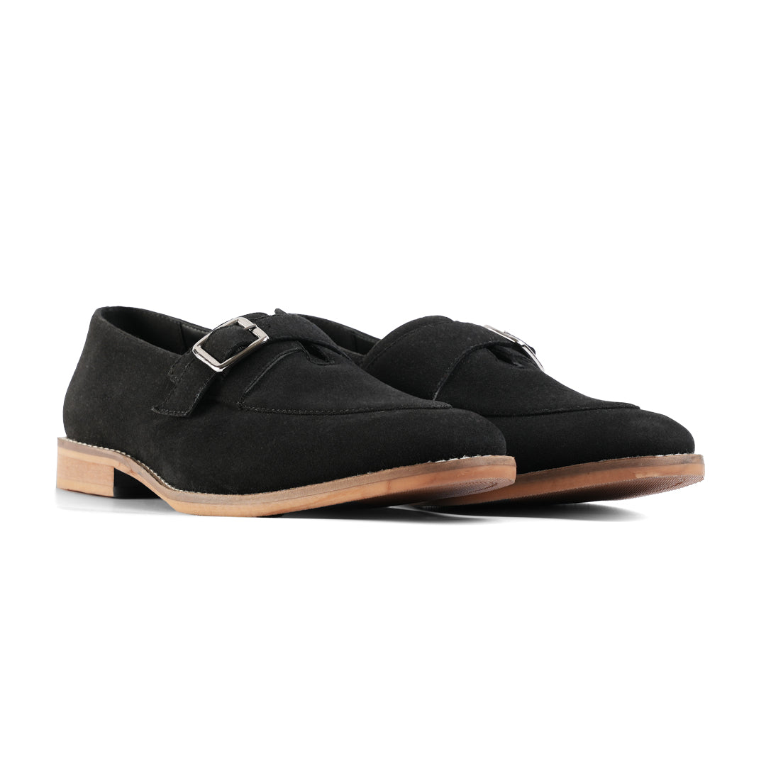 Monkstory Rustic Buckle Slip-Ons - Black