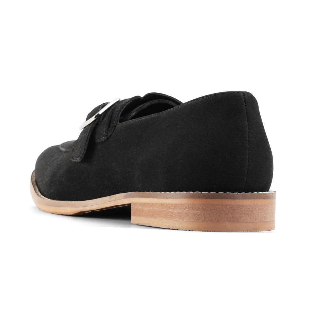 Monkstory Rustic Buckle Slip-Ons - Black