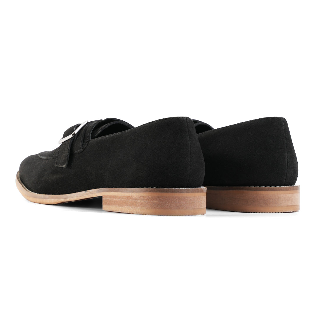 Monkstory Rustic Buckle Slip-Ons - Black