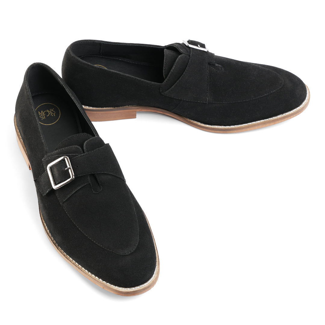 Monkstory Rustic Buckle Slip-Ons - Black