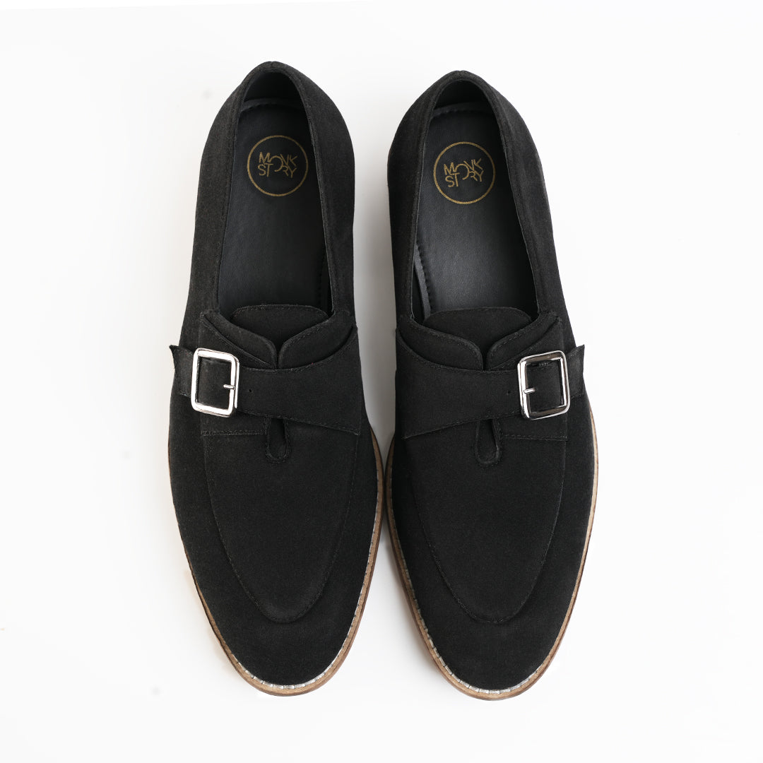 Monkstory Rustic Buckle Slip-Ons - Black