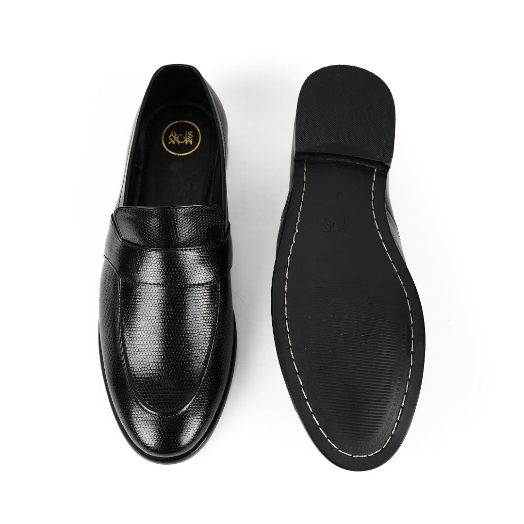 Monkstory Grain Pattern Formal Shoes - Black