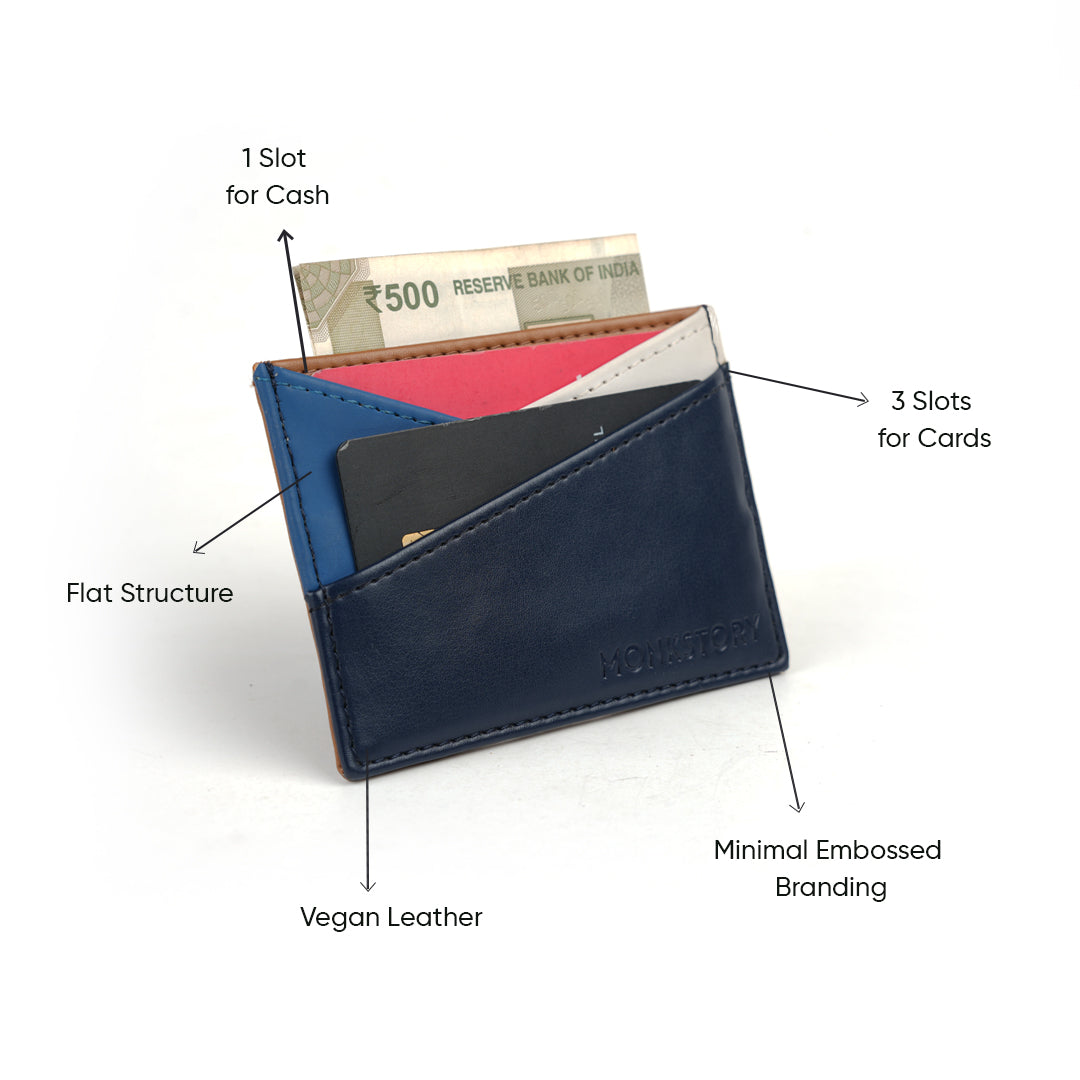 Monkstory Slim Colorblock Card Holder - Blue