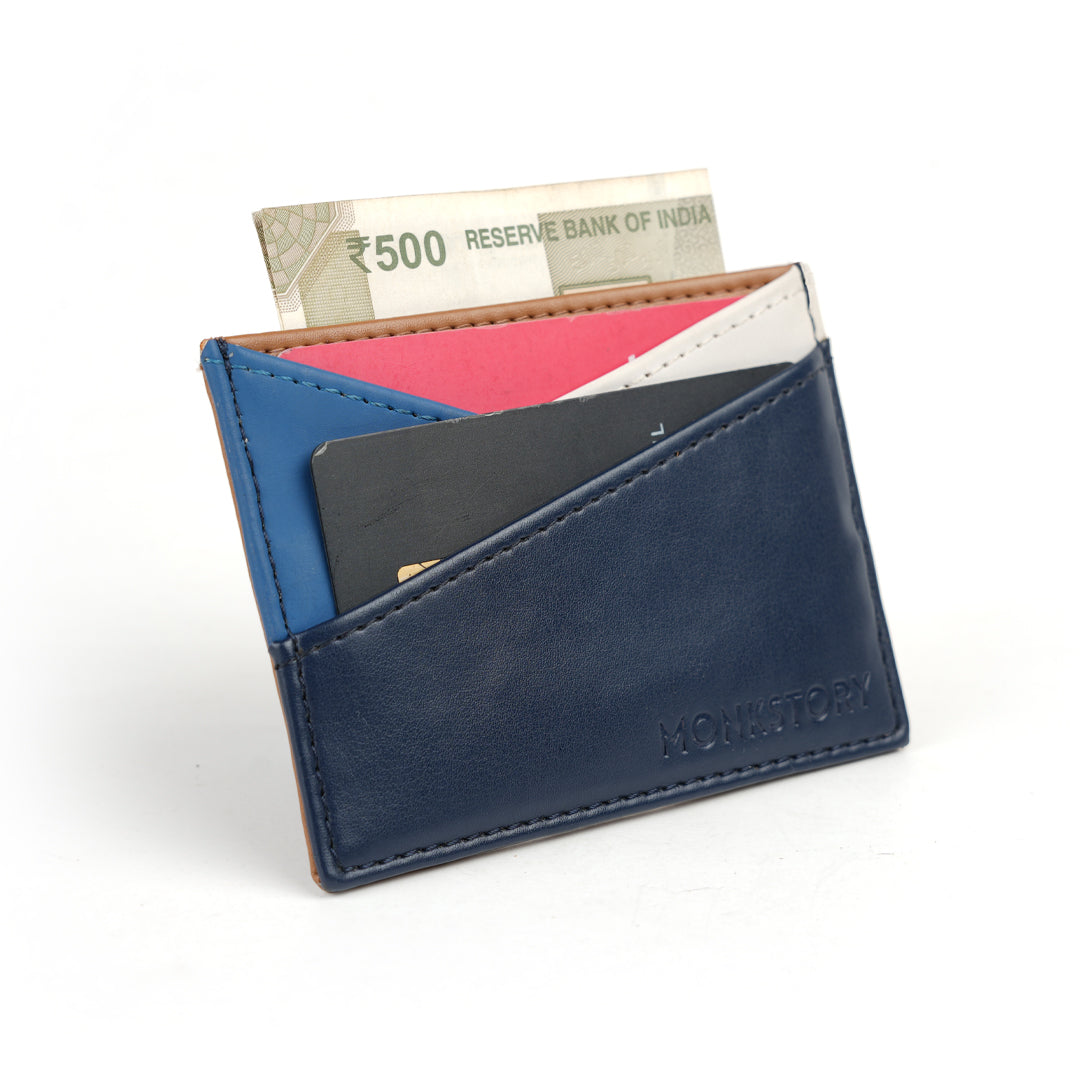 Monkstory Slim Colorblock Card Holder - Blue