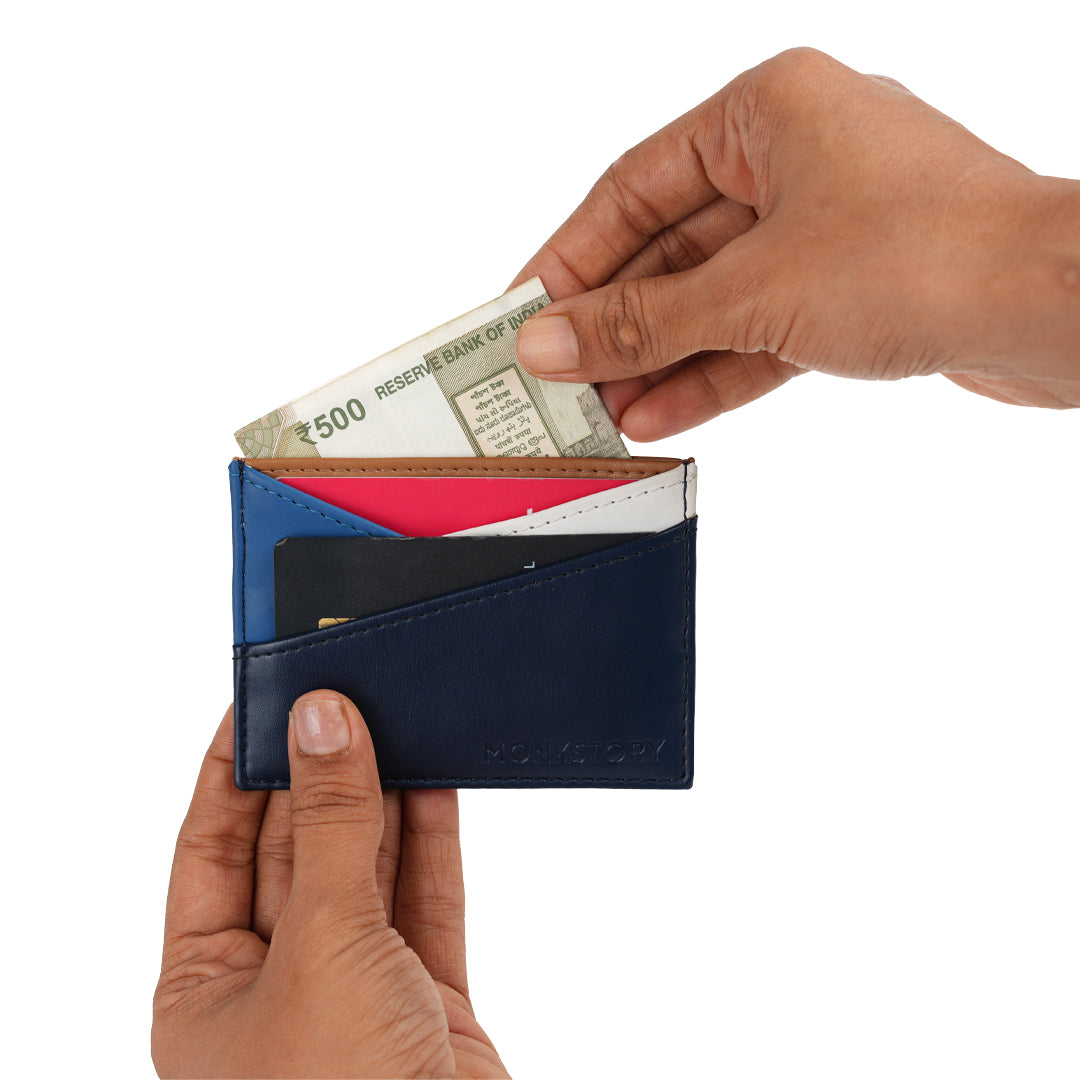 Monkstory Slim Colorblock Card Holder - Blue