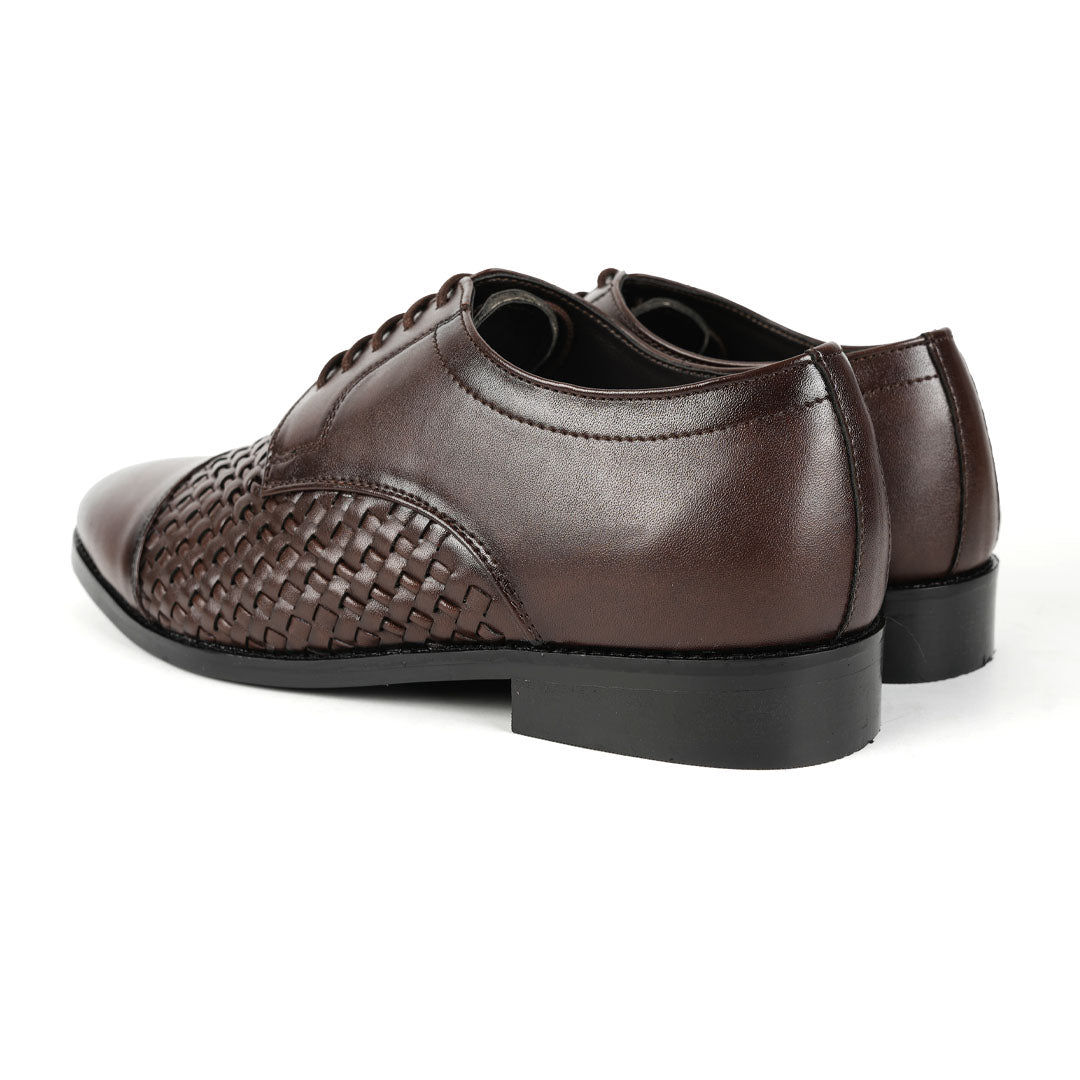 Monkstory Braided Captoe Lace-up Shoes - Dark Brown.