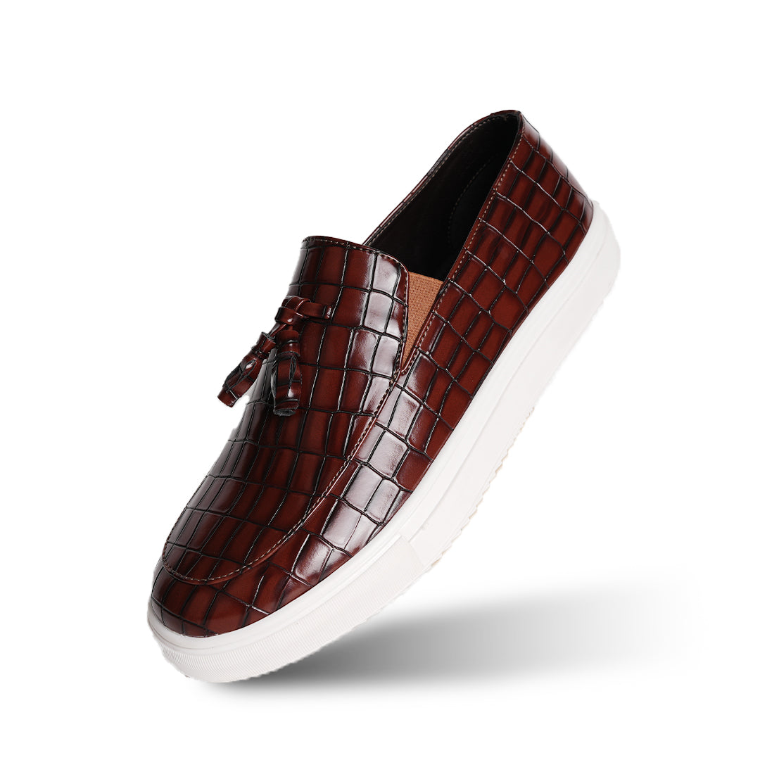 Monkstory Chic Croc Sneakers  - Deep Burgundy