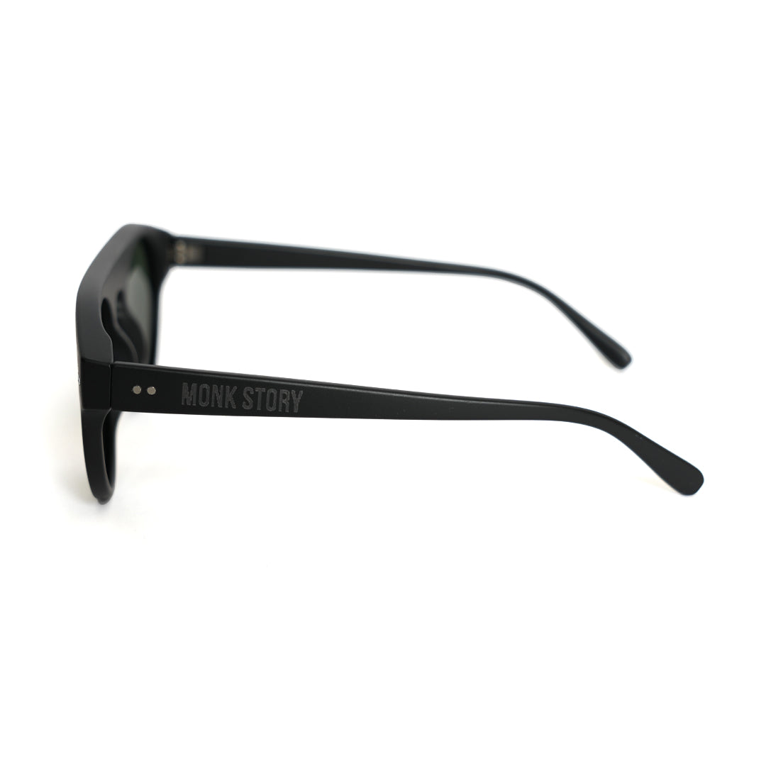 Monkstory's Bold Aviator Unisex Sunglasses - Black