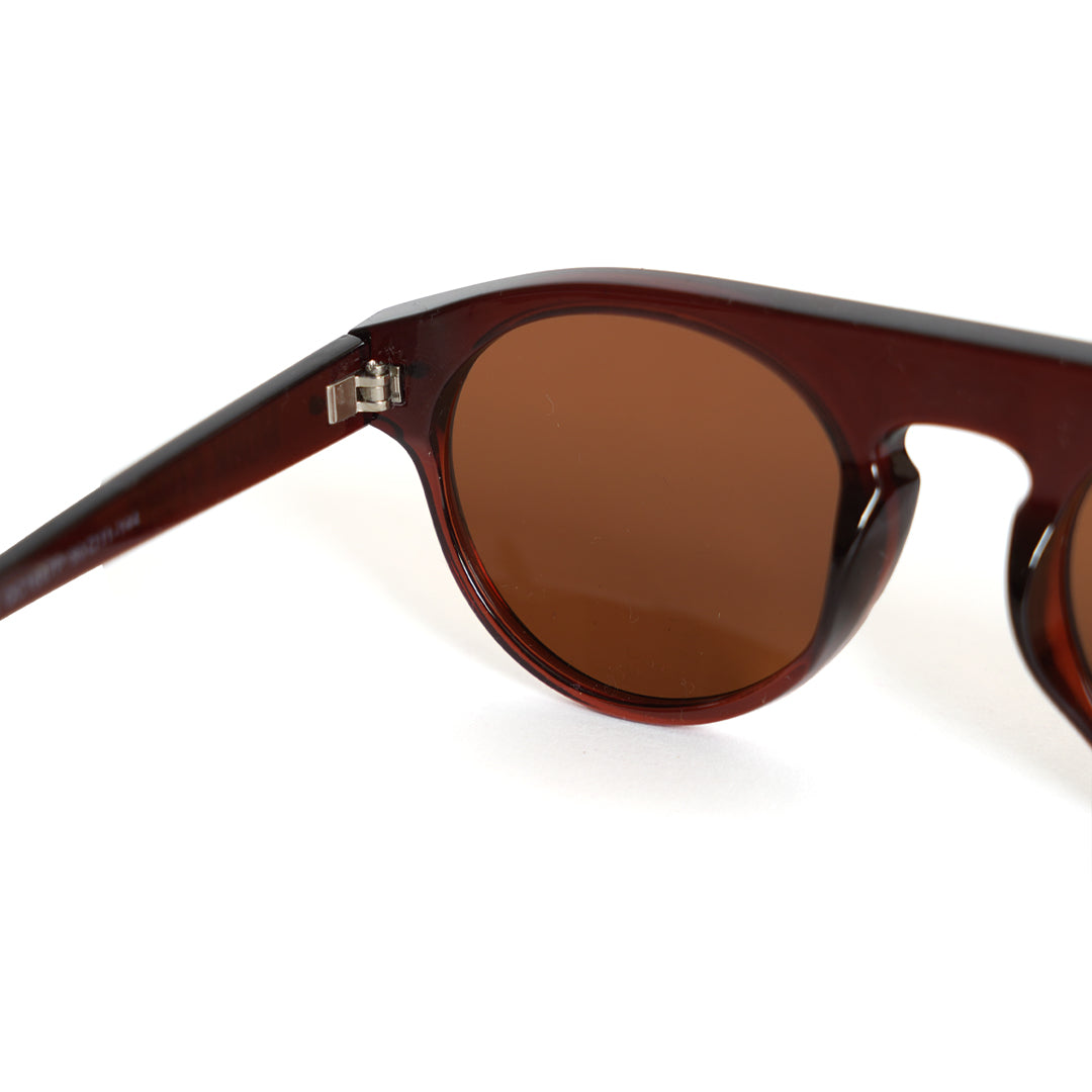 Monkstory Bold Aviator Unisex Sunglasses - Brown on a white background.