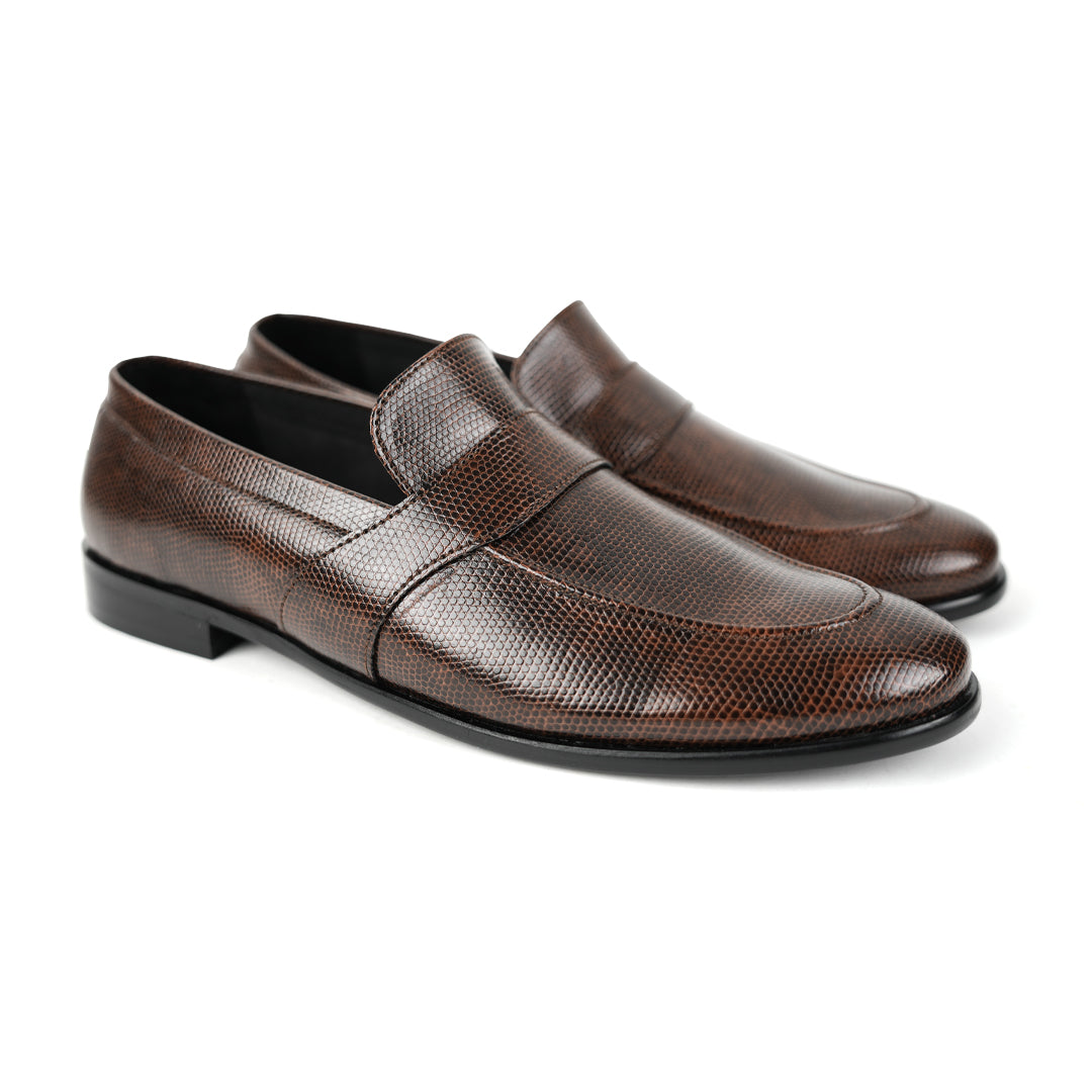 Monkstory Grain Pattern Formal Shoes - Brown