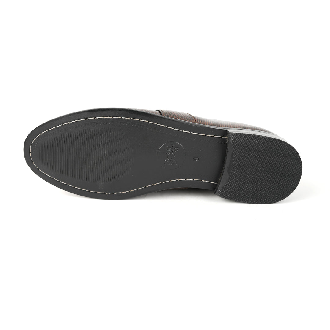 Monkstory Grain Pattern Formal Shoes - Brown