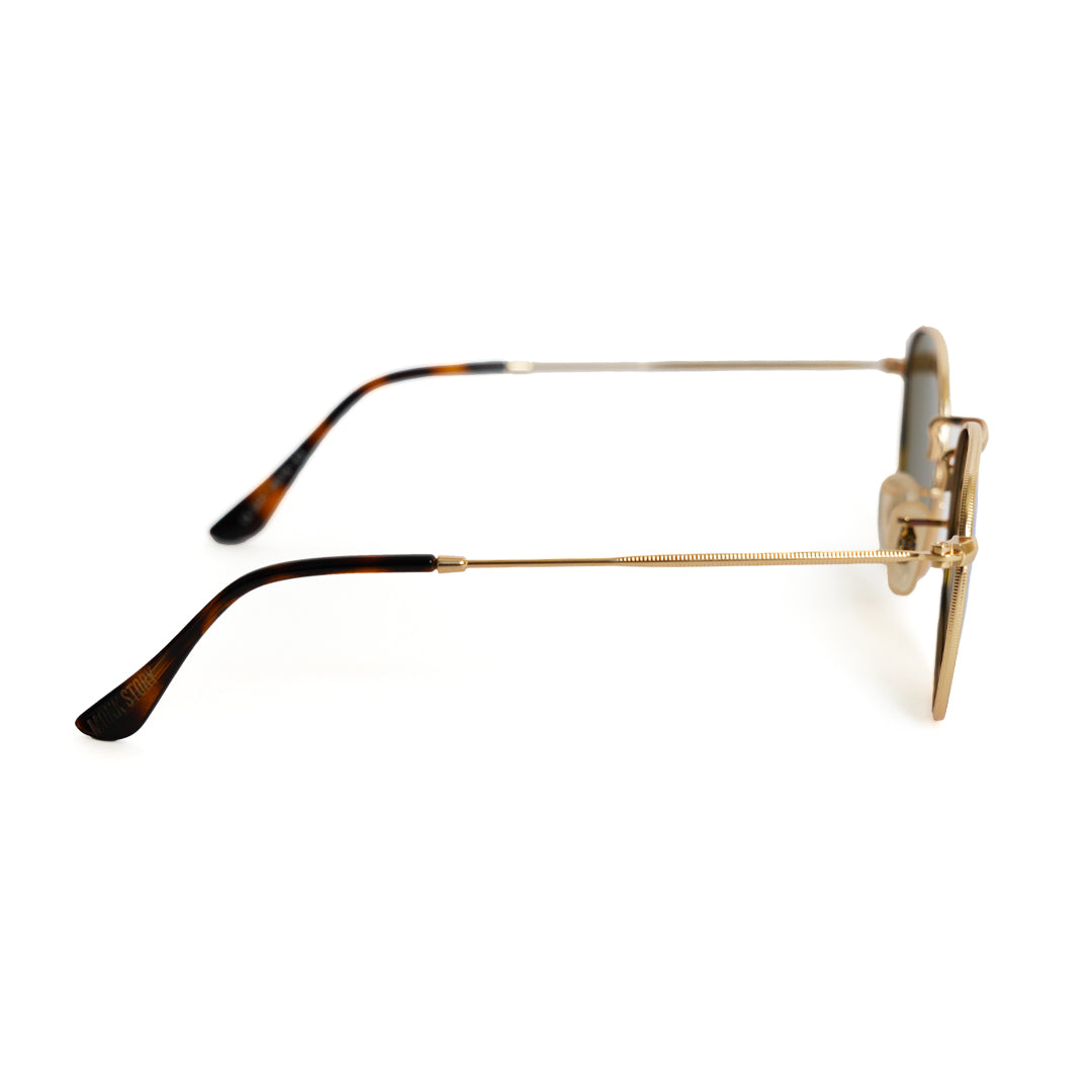 Monkstory Vintage Round Unisex Sunglasses - Turquoise Gold
