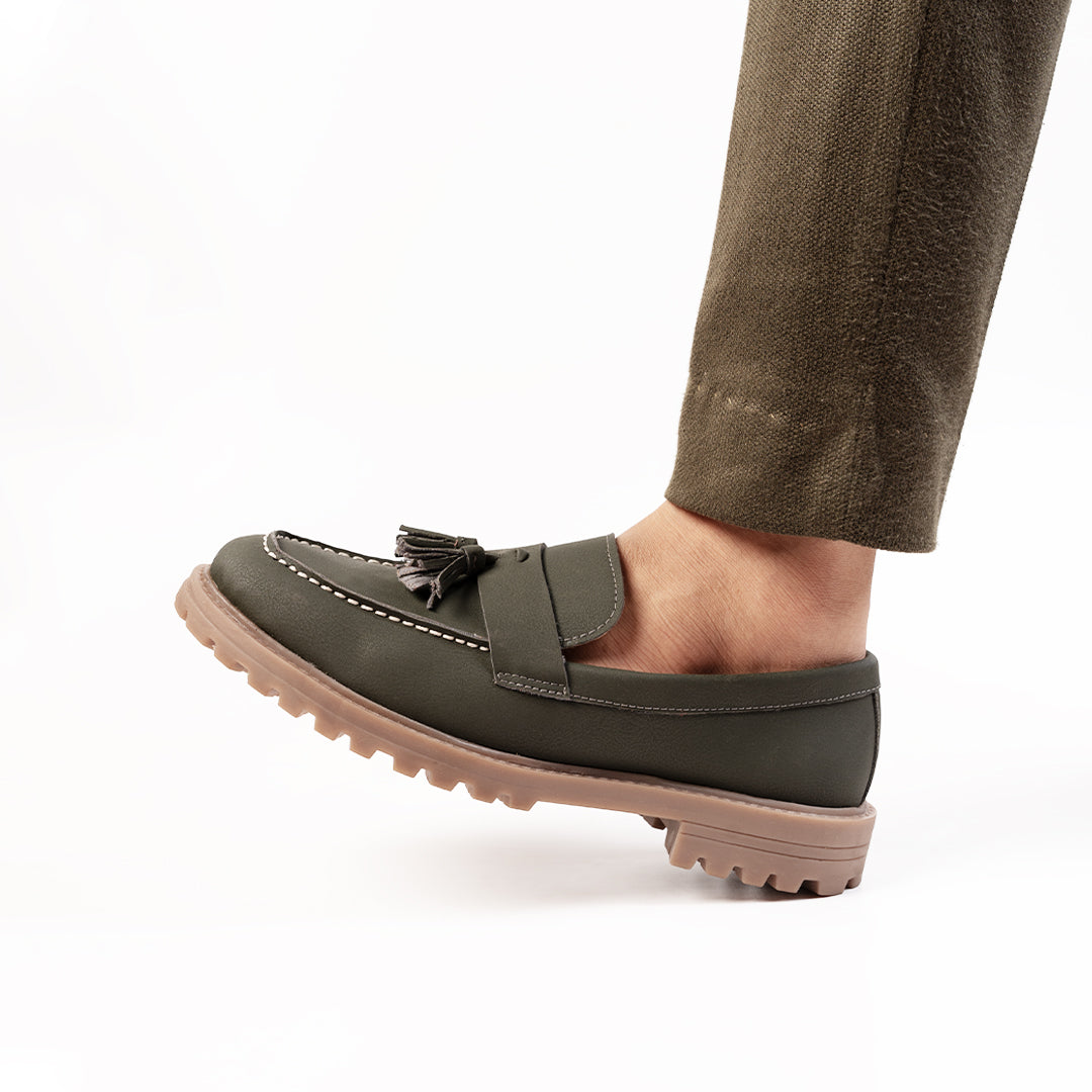 Monkstory Cosmopolitan Urban Tassel Loafers - Olive