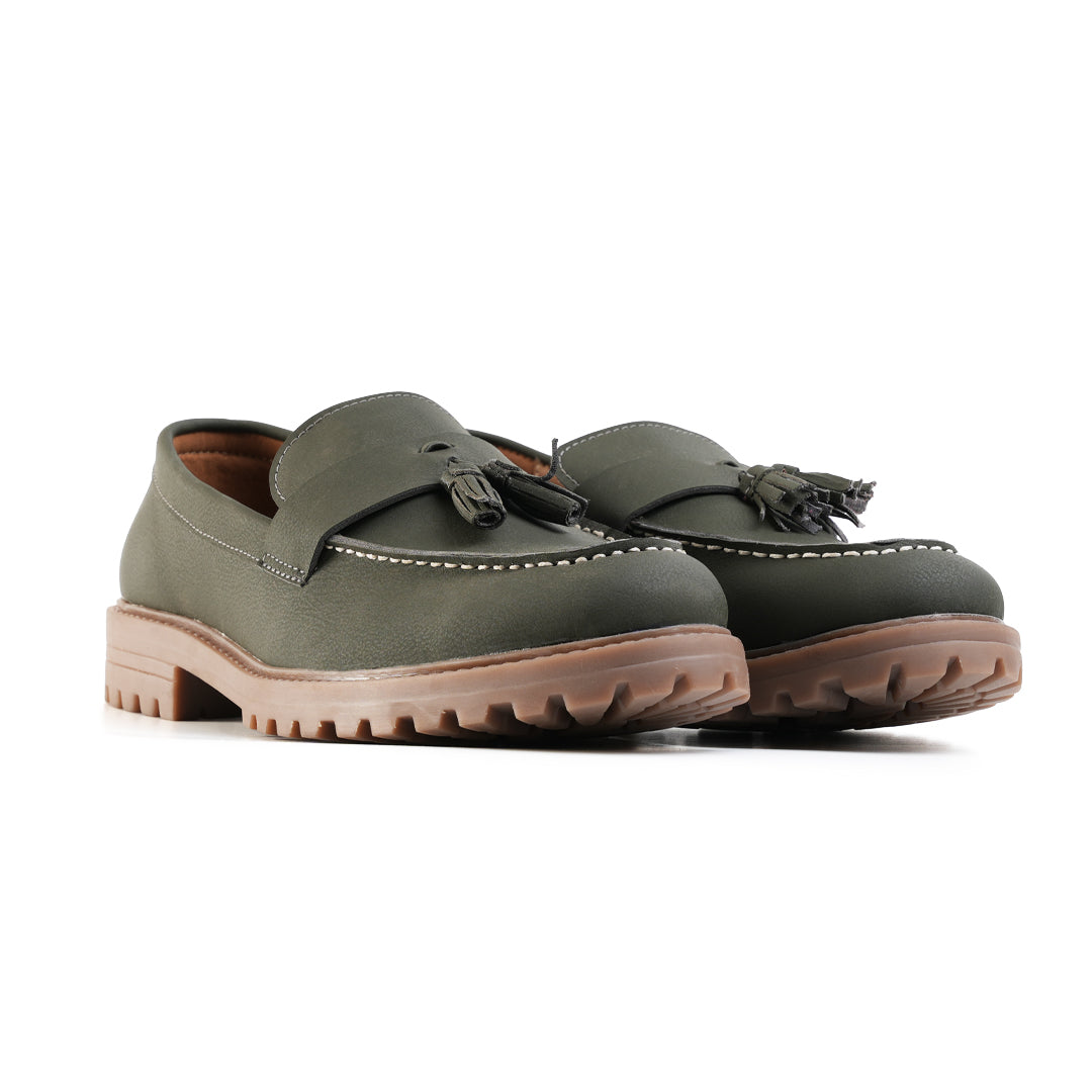 Monkstory Cosmopolitan Urban Tassel Loafers - Olive