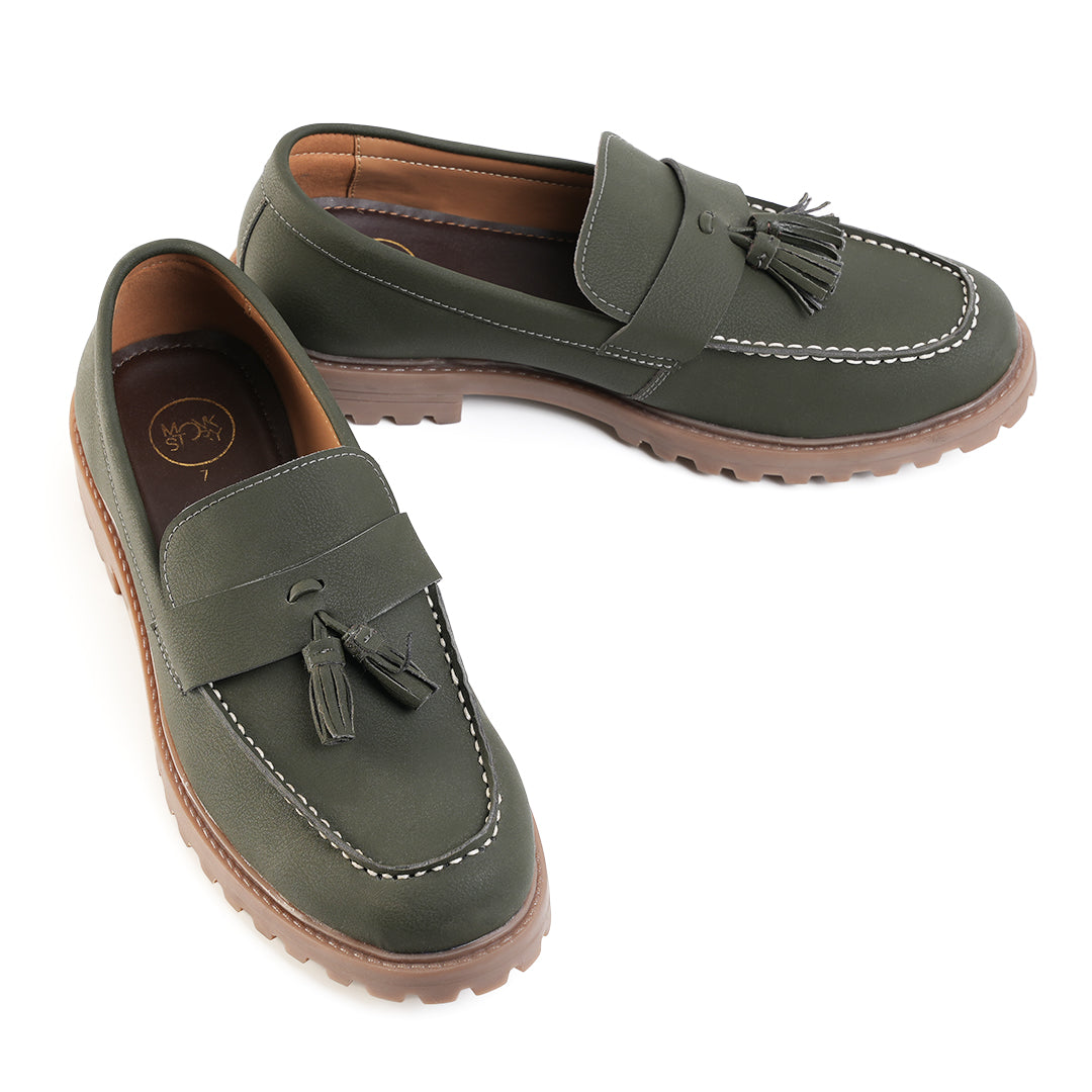 Monkstory Cosmopolitan Urban Tassel Loafers - Olive