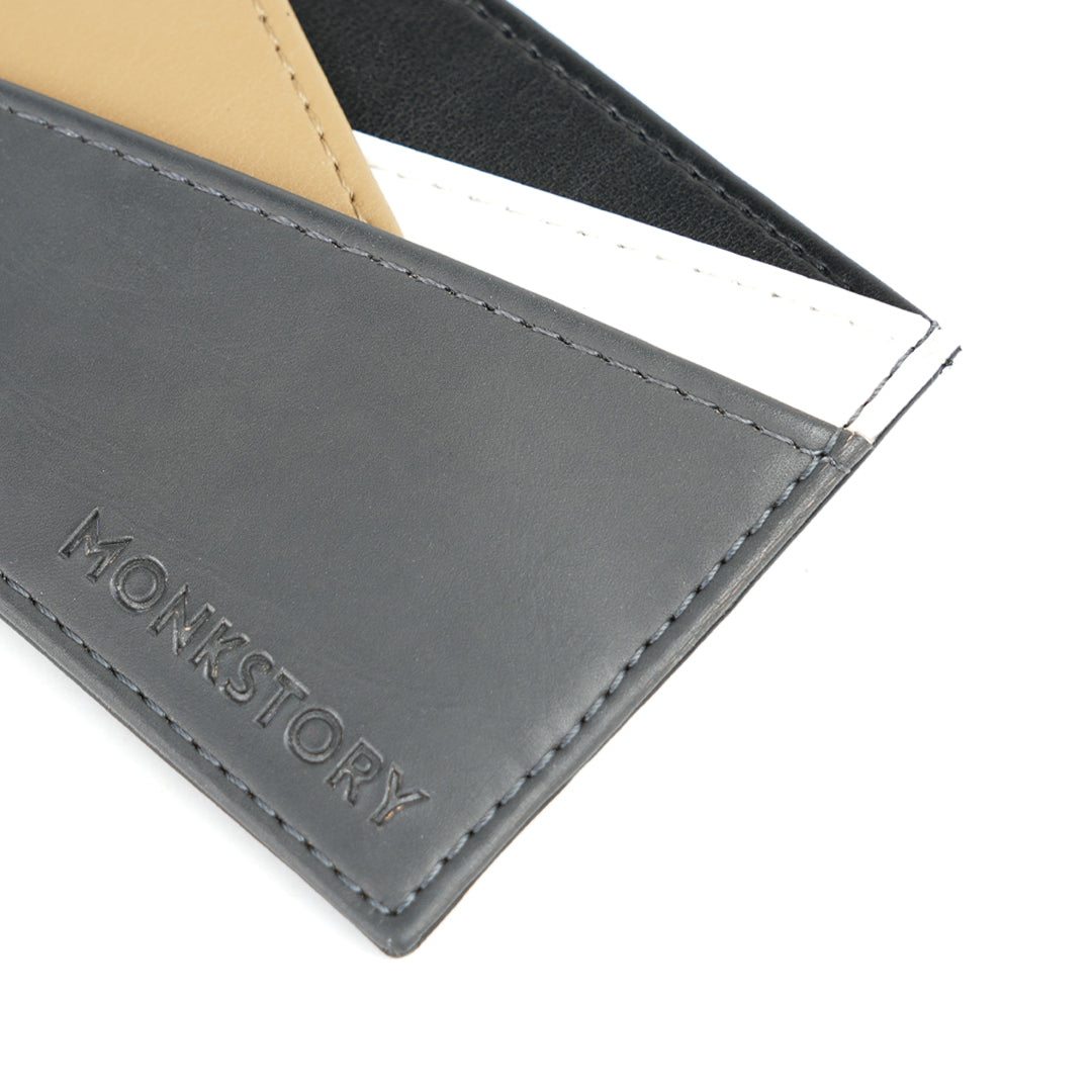 Monkstory Slim Colorblock Card Holder - Grey