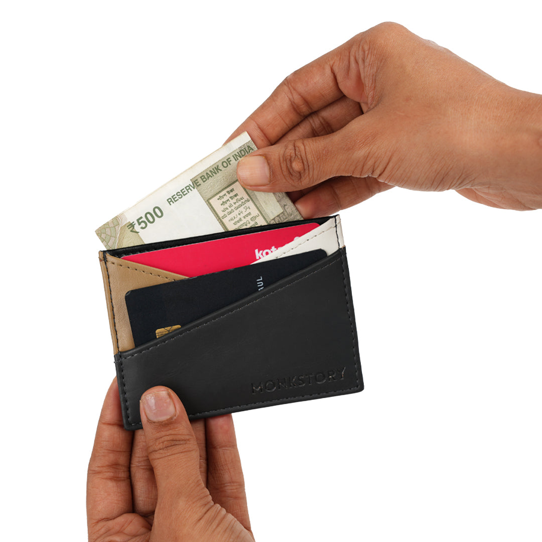 Monkstory Slim Colorblock Card Holder - Grey