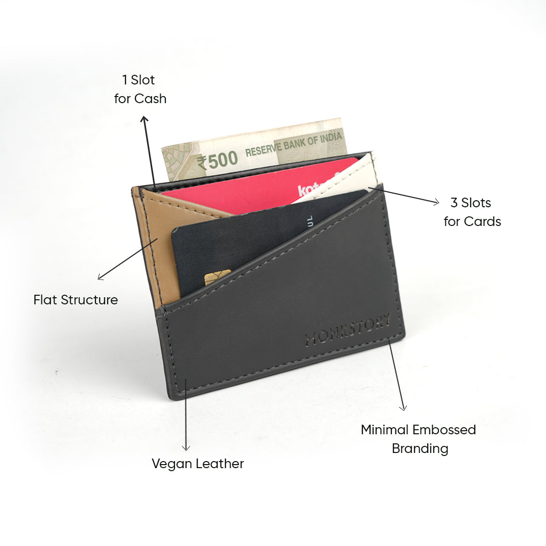Monkstory Slim Colorblock Card Holder - Grey