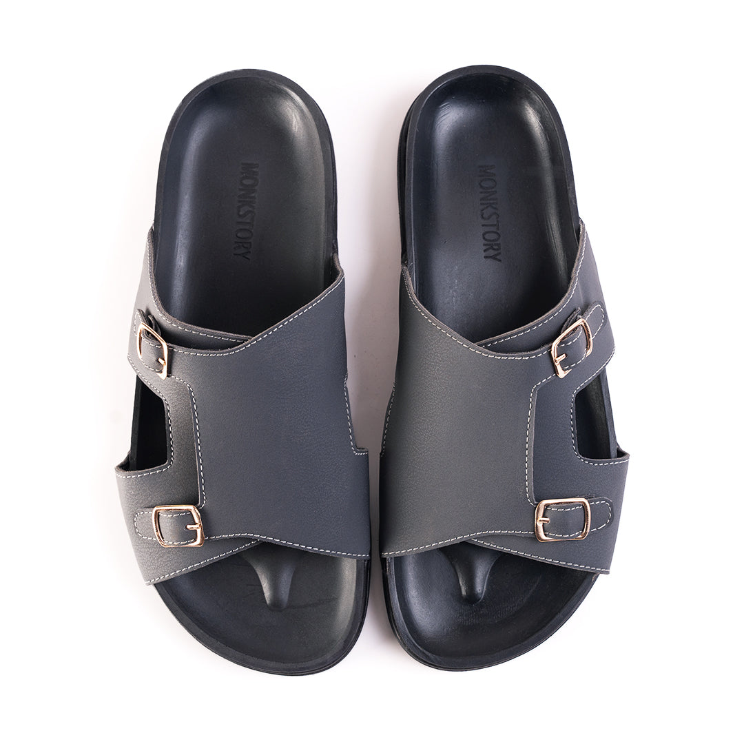 Monkstory Double Monk Footbed Sandals - Grey