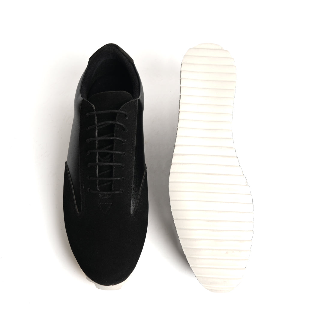 The Monkstory Black Dual-Tone Smart Sneakers combine sleek style with unparalleled comfort.