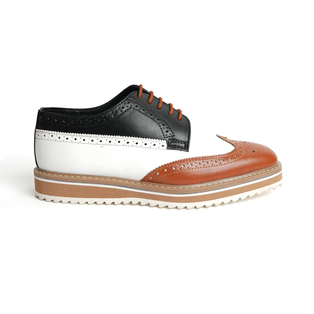A trendy Monkstory Tricolour Brogues with a striking tricolor design.