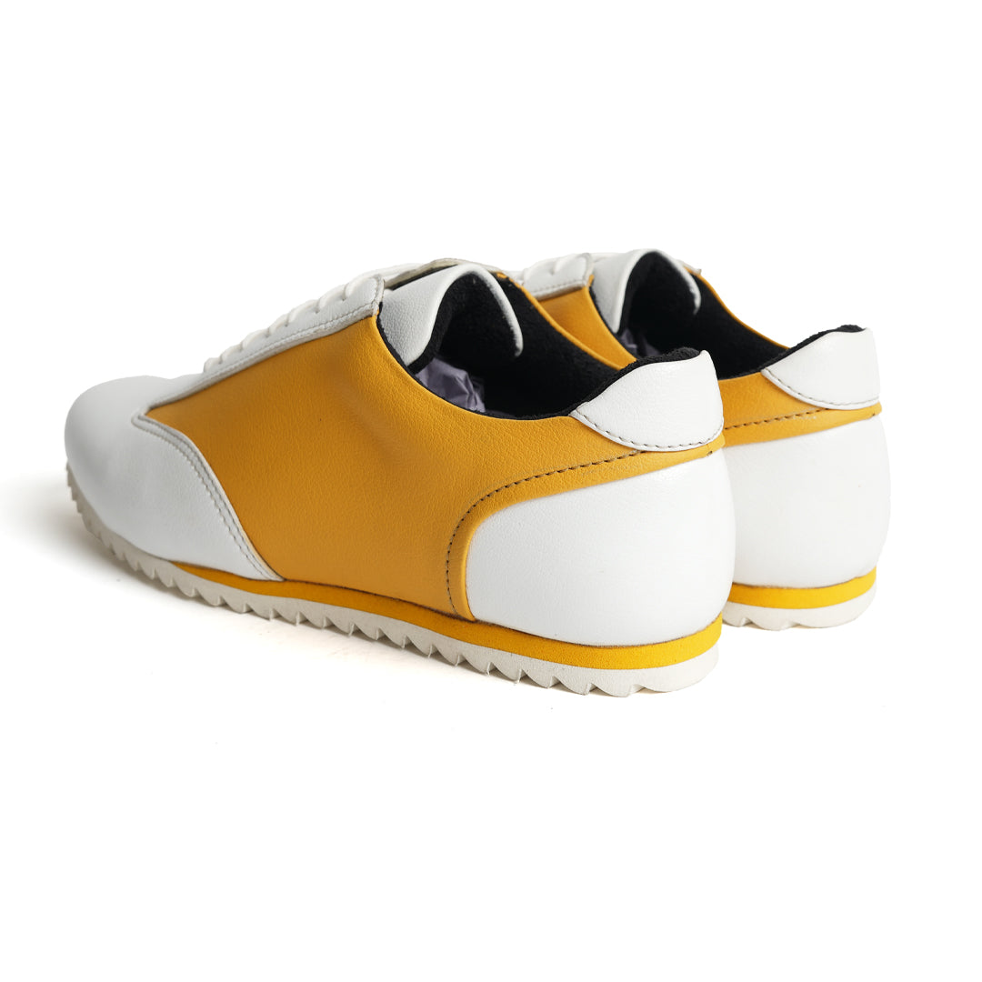 Monkstory Dual Colour Smart Sneakers - Yellow & White, perfect for a casual street-style look.