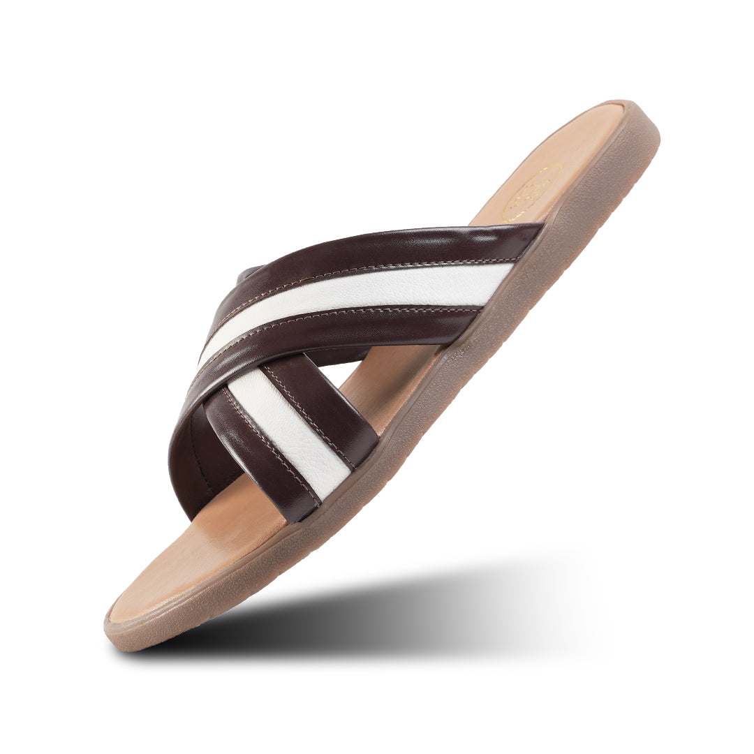 Monkstory Cross-Strap Sandals - White/Brown