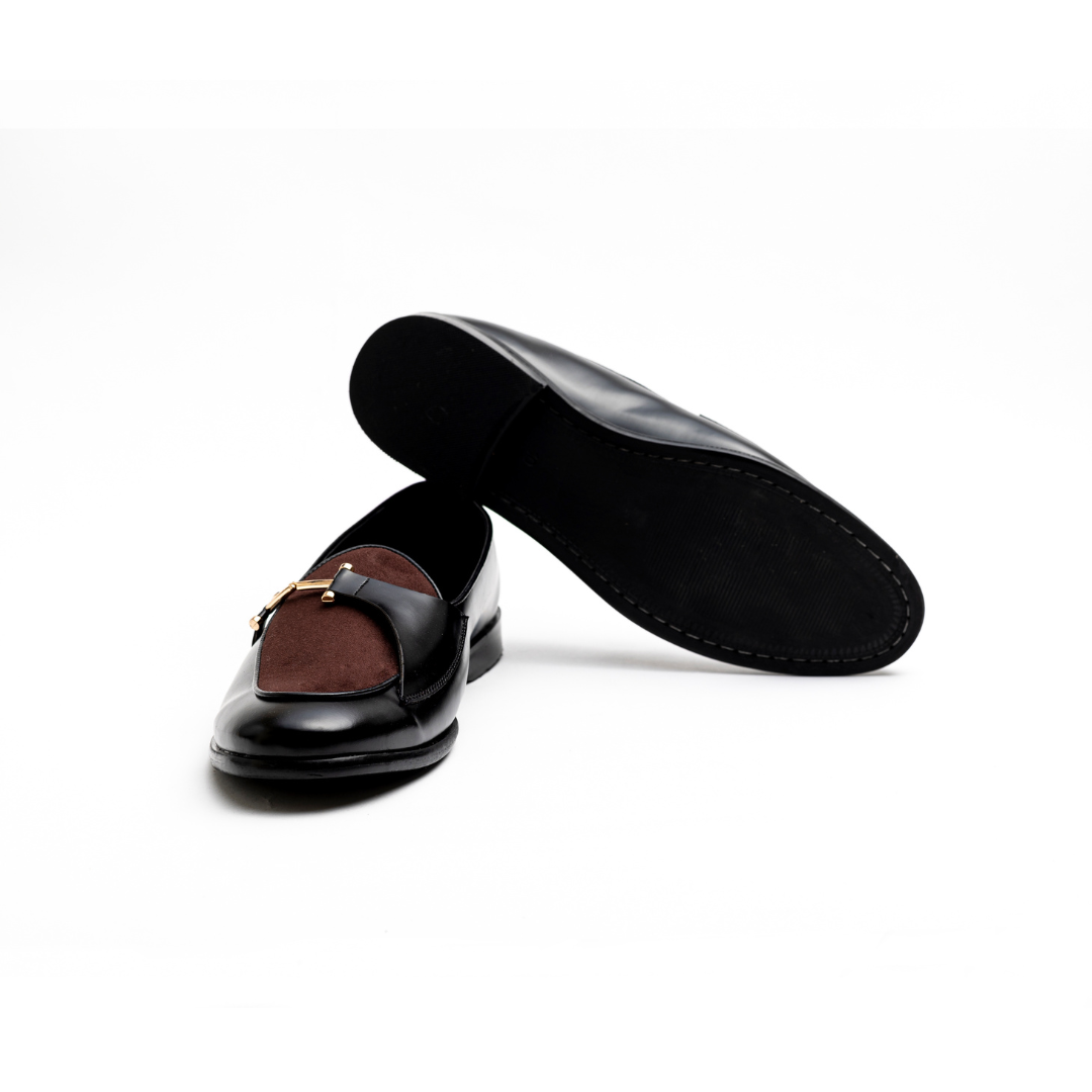 Eclecta Side Buckle Slip Ons - Brown/Black