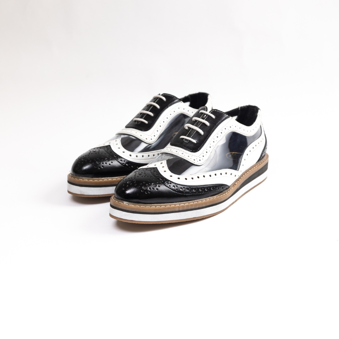 Trance Transparent Brogues - Black/White